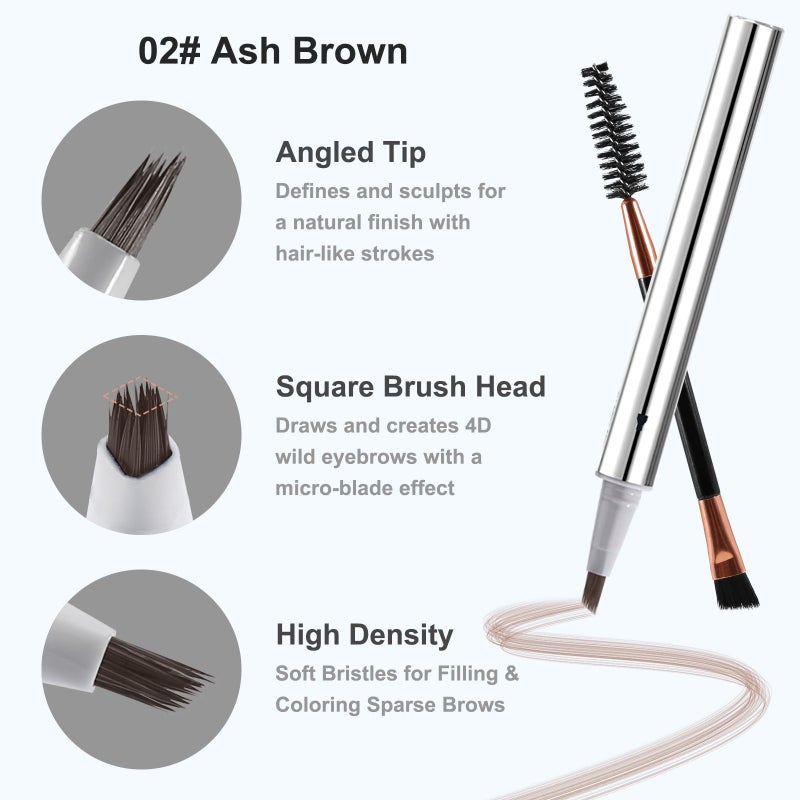 Boobeen 2PCS Wild Liquid Brow Pen, Microblading Natural Eyebrow Pencil with Spiral Brush, Ultra-Precise Tips for Hair-Like Makeup with Brush, Waterproof & Lasts All Day - Image 3